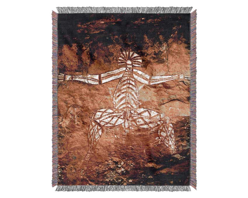 Luxurious Ancient Cave Art throw blanket made from 100% cotton, featuring a thermal weave for breathability and a classic design suitable for any interior.