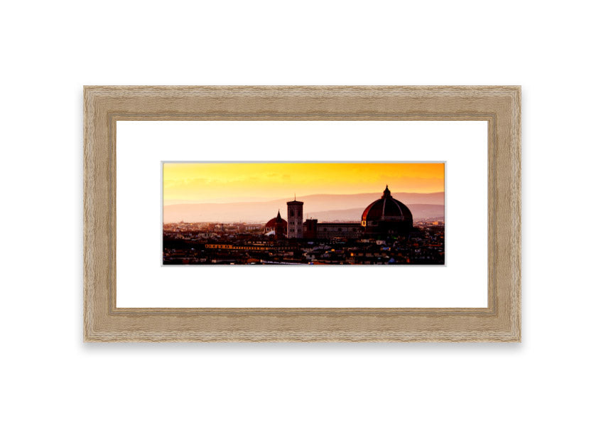 Framed print of Ancient City Rooftops showcasing intricate architecture, available in various frame colors.