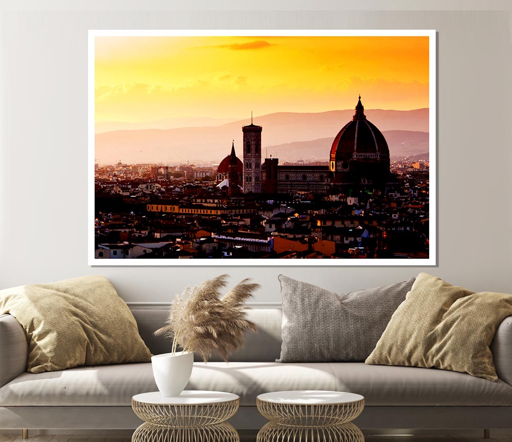 A beautiful canvas poster of Ancient City Rooftops showcasing intricate architectural details and vibrant colors.