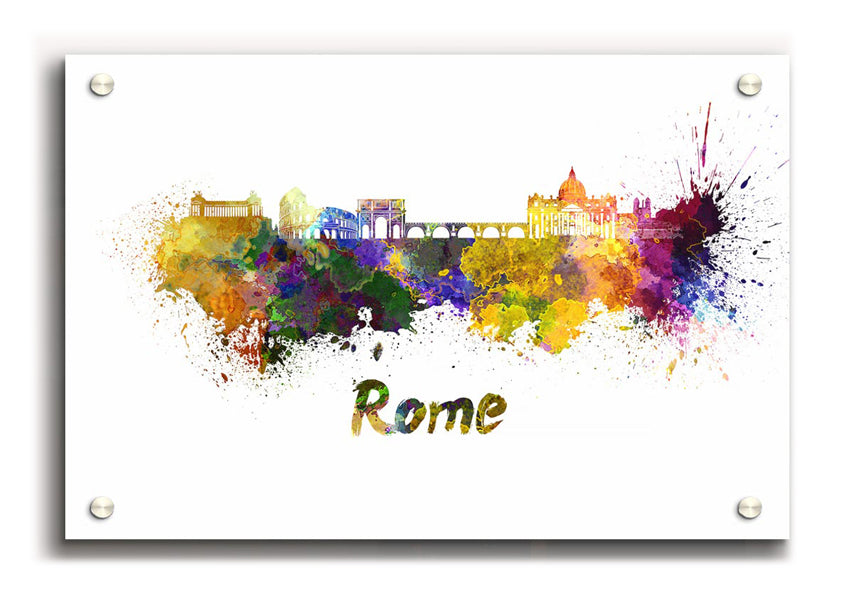 Vibrant acrylic print of Ancient Rainbow City showcasing colorful urban landscape on 5mm thick acrylic glass.