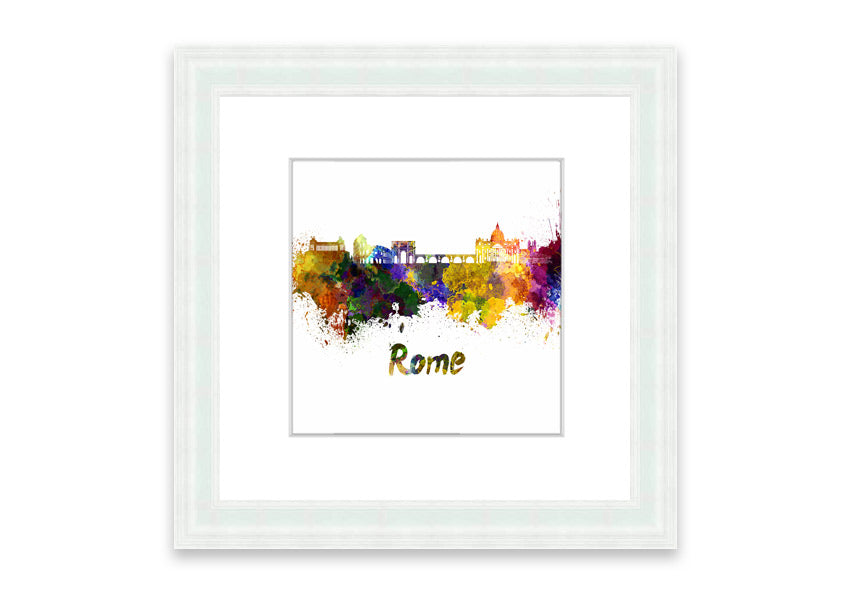 Framed print of Ancient Rainbow City, showcasing vibrant colors and intricate details, available in various frame colors.