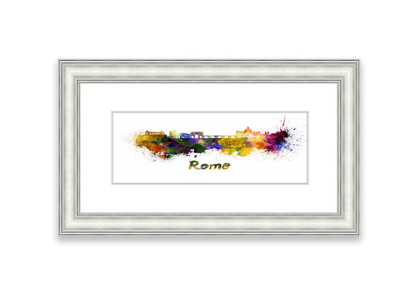 Framed print of Ancient Rainbow City, showcasing vibrant colors and intricate details, available in various frame colors.