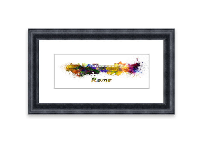 Framed print of Ancient Rainbow City, showcasing vibrant colors and intricate details, available in various frame colors.