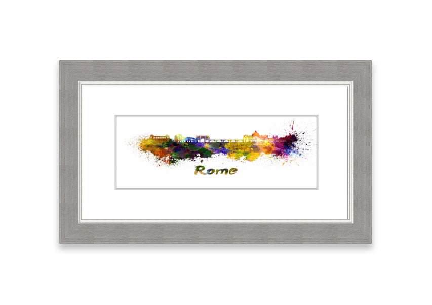 Framed print of Ancient Rainbow City, showcasing vibrant colors and intricate details, available in various frame colors.