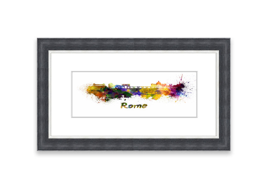 Framed print of Ancient Rainbow City, showcasing vibrant colors and intricate details, available in various frame colors.