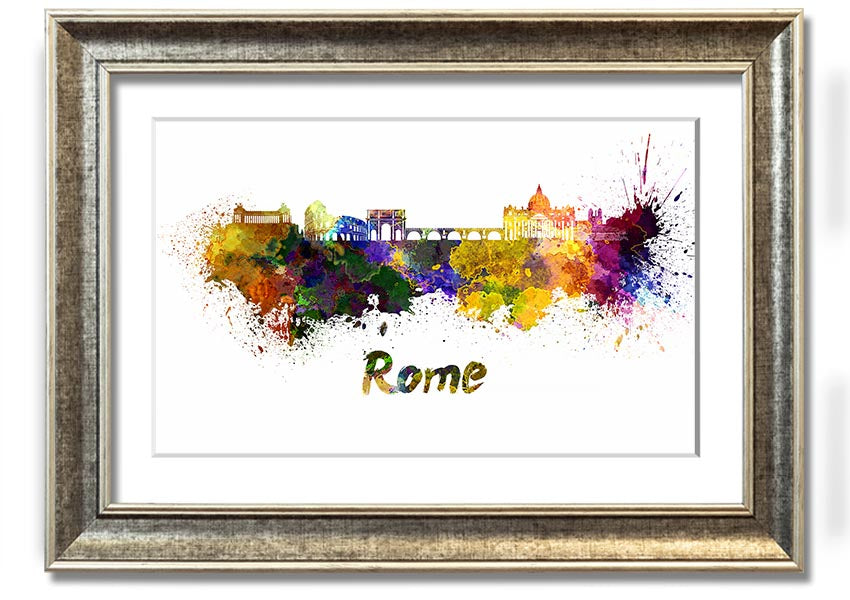 Framed print of Ancient Rainbow City showcasing vibrant colors and intricate details, ready to hang.