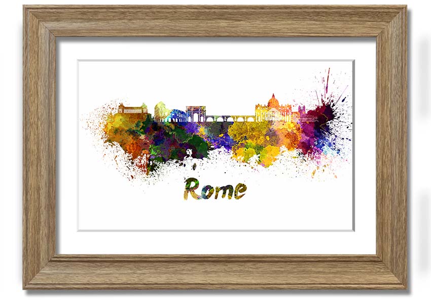 Framed print of Ancient Rainbow City showcasing vibrant colors and intricate details, ready to hang.