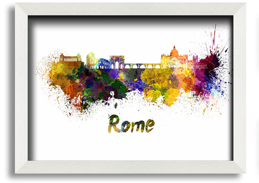 Framed print of Ancient Rainbow City showcasing vibrant colors and intricate details, ready to hang.