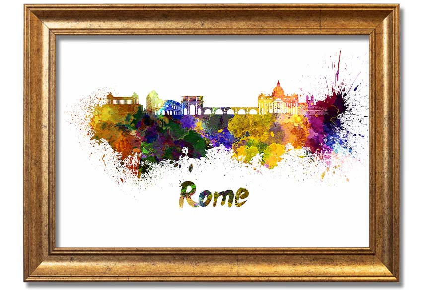 Framed print of Ancient Rainbow City showcasing vibrant colors and intricate details, ready to hang.