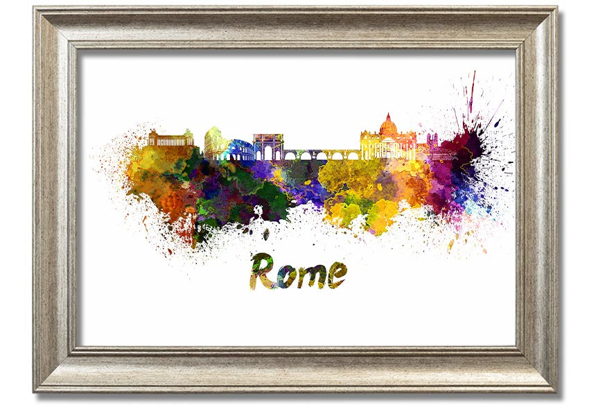 Framed print of Ancient Rainbow City showcasing vibrant colors and intricate details, ready to hang.