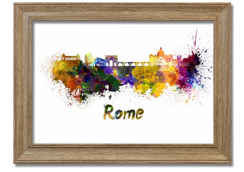 Framed print of Ancient Rainbow City showcasing vibrant colors and intricate details, ready to hang.