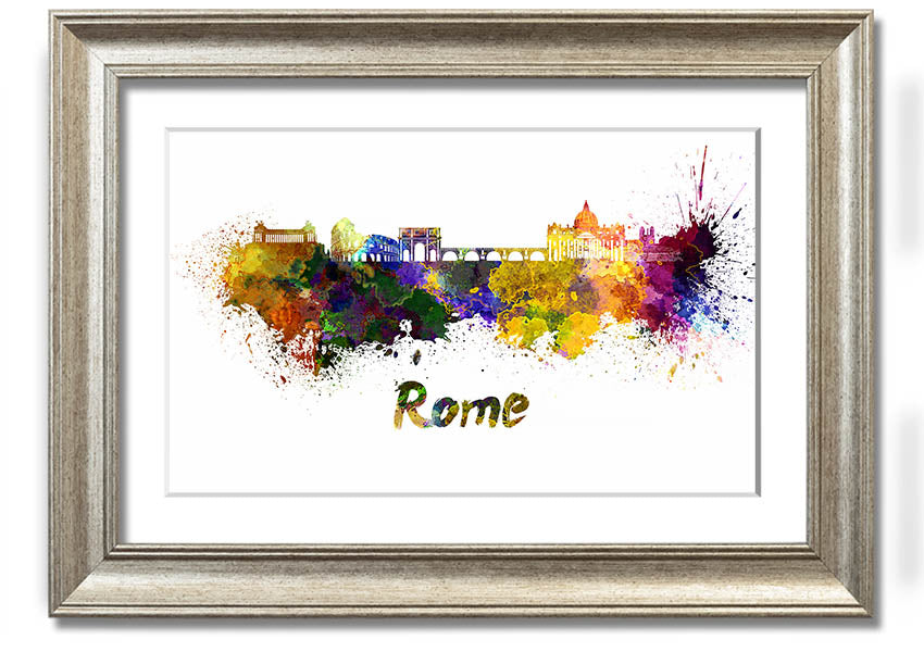 Framed print of Ancient Rainbow City showcasing vibrant colors and intricate details, ready to hang.