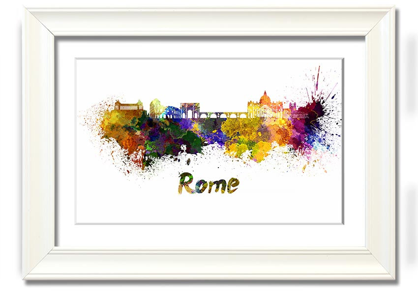 Framed print of Ancient Rainbow City showcasing vibrant colors and intricate details, ready to hang.