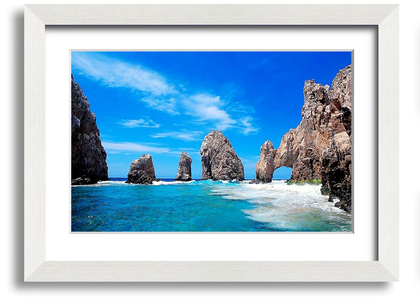 Framed print of Ancient Rocks Of Time, showcasing intricate geological details and vibrant colors, ready to hang.