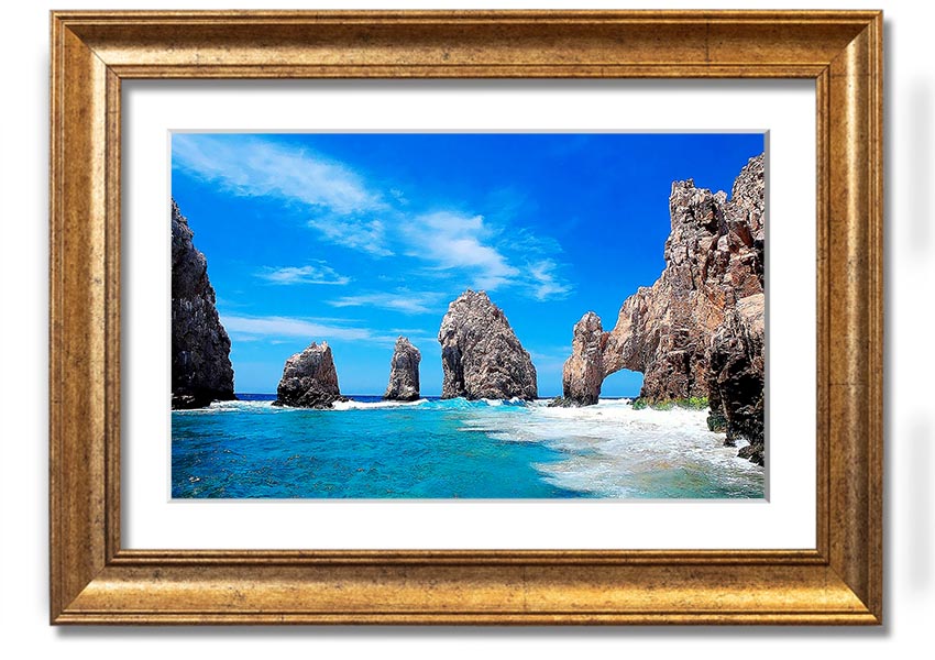 Framed print of Ancient Rocks Of Time, showcasing intricate geological details and vibrant colors, ready to hang.