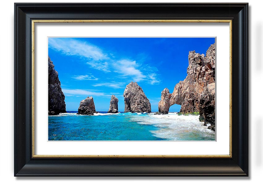 Framed print of Ancient Rocks Of Time, showcasing intricate geological details and vibrant colors, ready to hang.