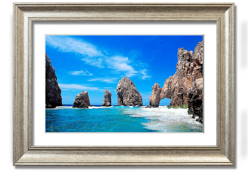 Framed print of Ancient Rocks Of Time, showcasing intricate geological details and vibrant colors, ready to hang.