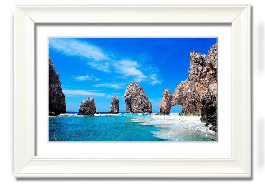 Framed print of Ancient Rocks Of Time, showcasing intricate geological details and vibrant colors, ready to hang.