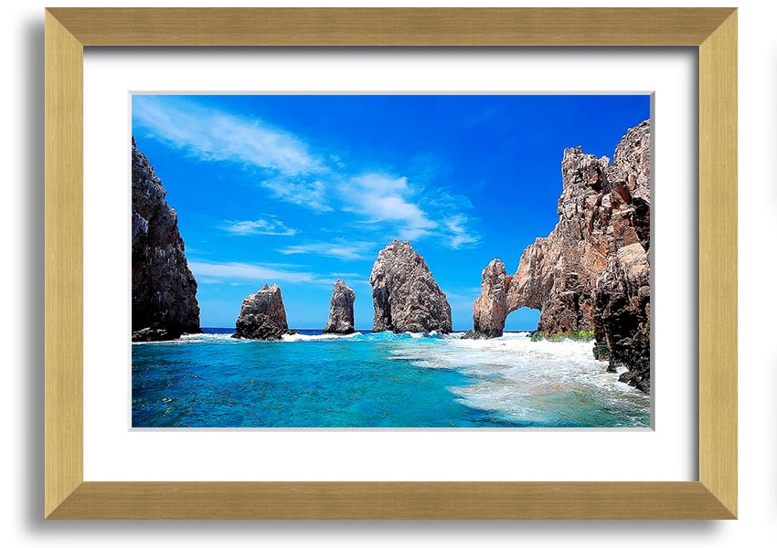 Framed print of Ancient Rocks Of Time, showcasing intricate geological details and vibrant colors, ready to hang.