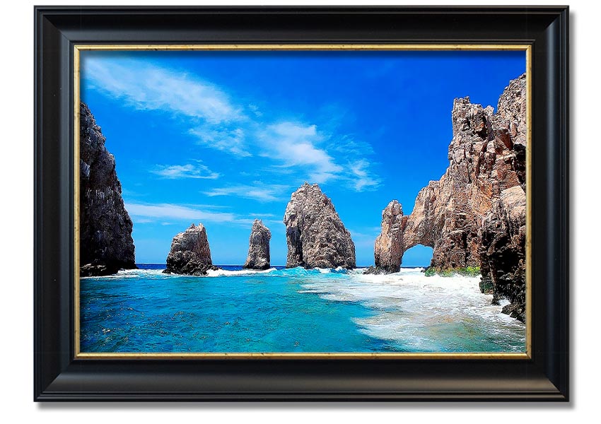 Framed print of Ancient Rocks Of Time, showcasing intricate geological details and vibrant colors, ready to hang.