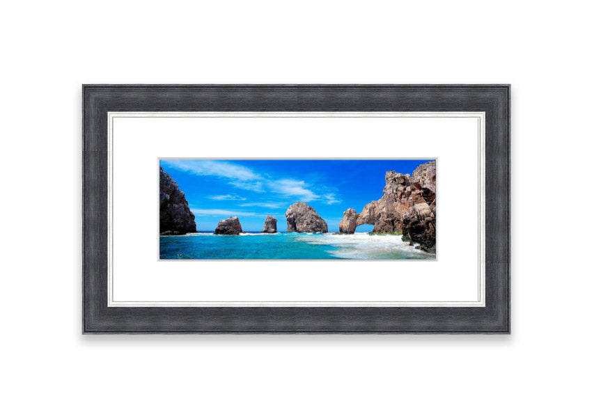 Framed print of Ancient Rocks Of Time showcasing Cornwall's stunning landscape, available in various frame colors.