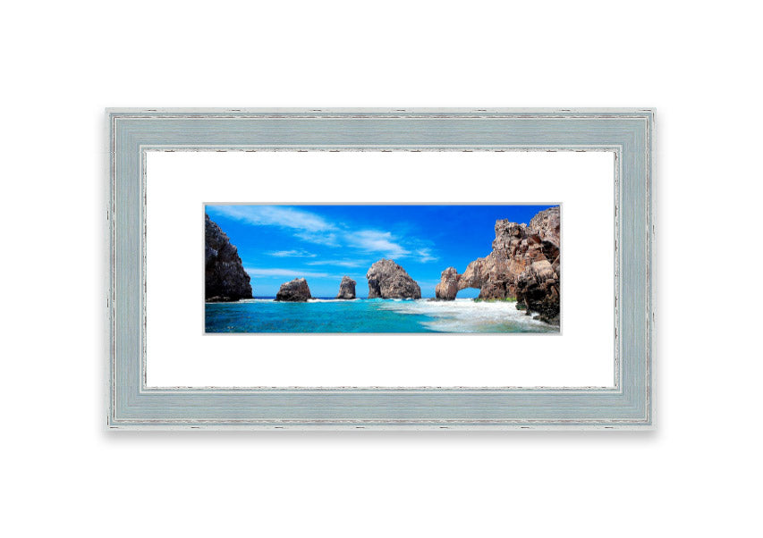 Framed print of Ancient Rocks Of Time showcasing Cornwall's stunning landscape, available in various frame colors.