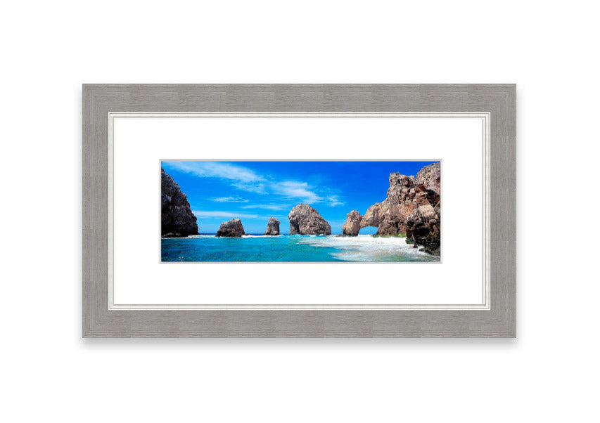 Framed print of Ancient Rocks Of Time showcasing Cornwall's stunning landscape, available in various frame colors.