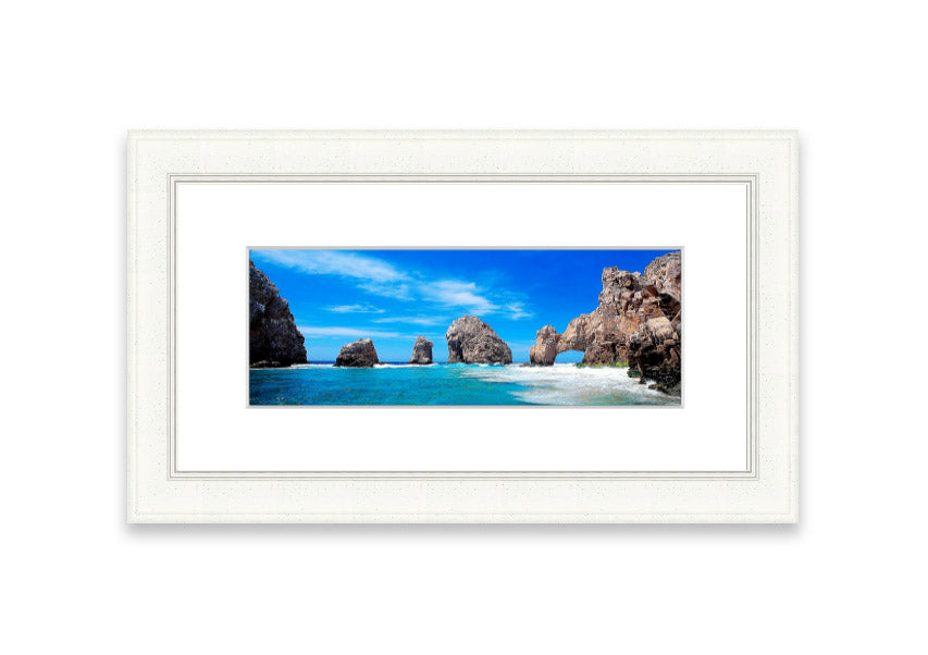 Framed print of Ancient Rocks Of Time showcasing Cornwall's stunning landscape, available in various frame colors.