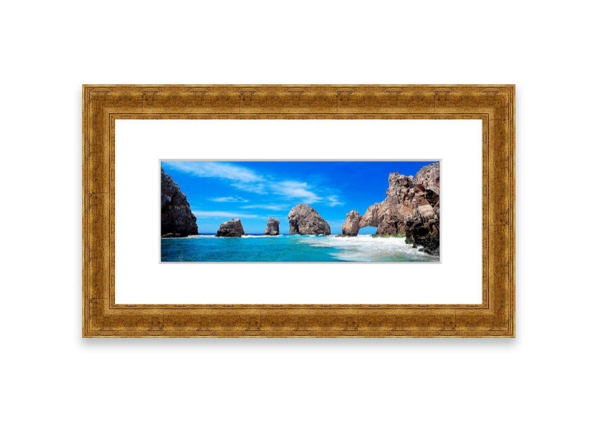 Framed print of Ancient Rocks Of Time showcasing Cornwall's stunning landscape, available in various frame colors.