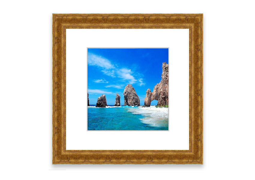 Framed print of Ancient Rocks Of Time showcasing Cornwall's stunning landscape, available in various frame colors.