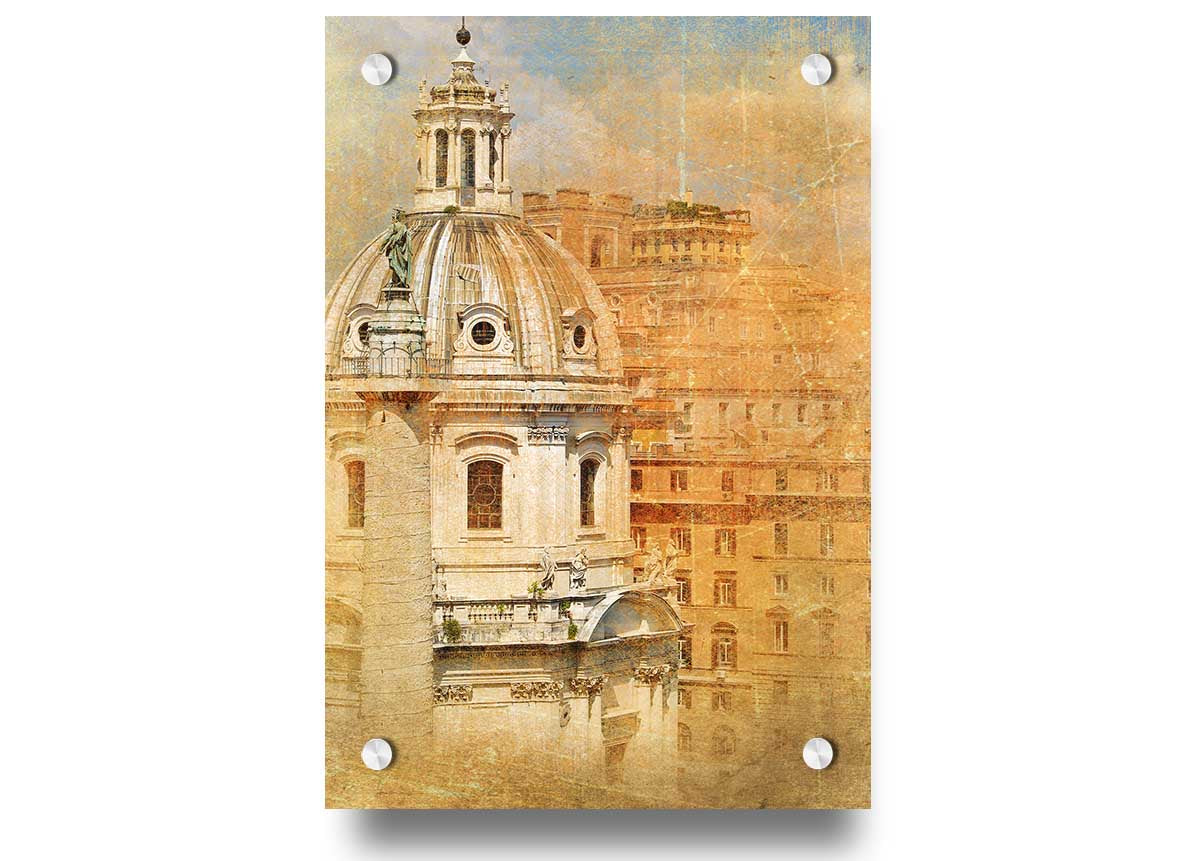 Acrylic print of Ancient St Peters Basilica, showcasing vibrant colors and intricate details on 5mm thick glass.