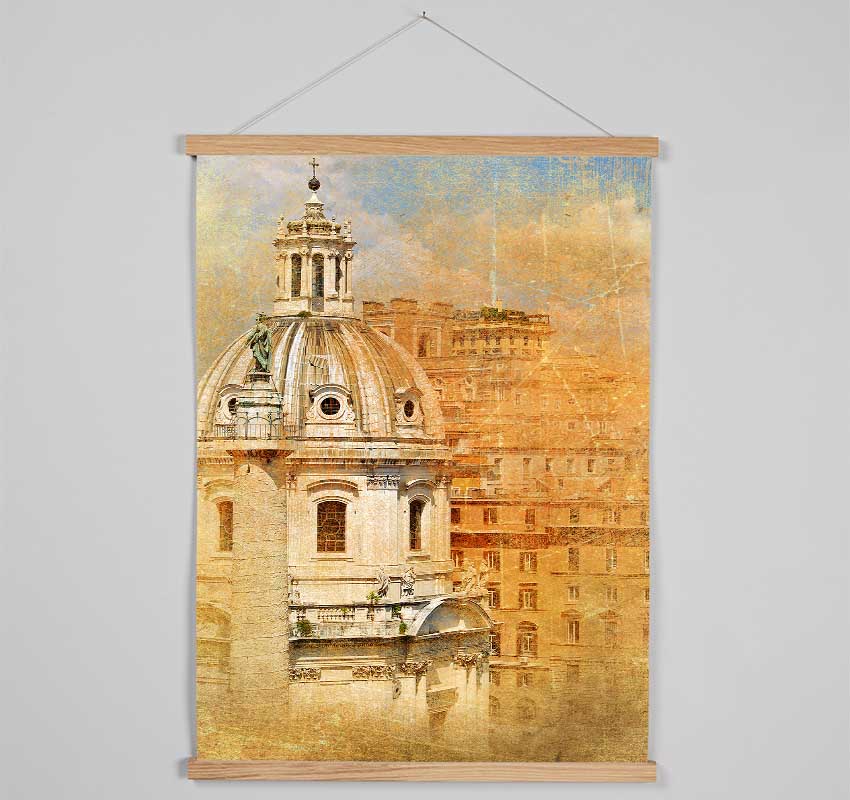 A set of Ancient St Peters Basilica wooden poster hangers in black, white, and natural oak, showcasing a sleek design with magnetic fastening.