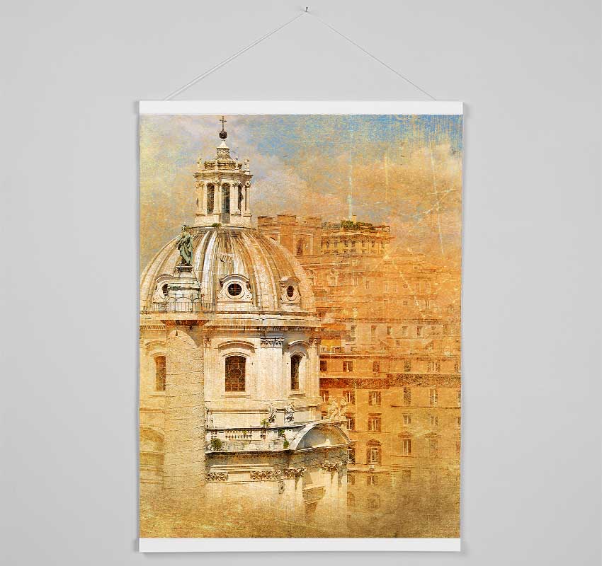 A set of Ancient St Peters Basilica wooden poster hangers in black, white, and natural oak, showcasing a sleek design with magnetic fastening.