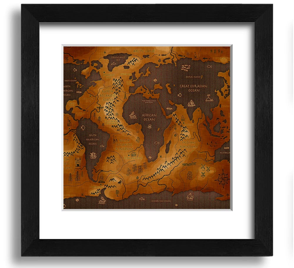 A beautifully framed Ancient World Map print showcasing historical geography, available in various frame colors.