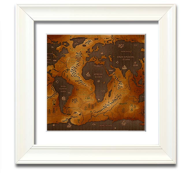 A beautifully framed Ancient World Map print showcasing historical geography, available in various frame colors.