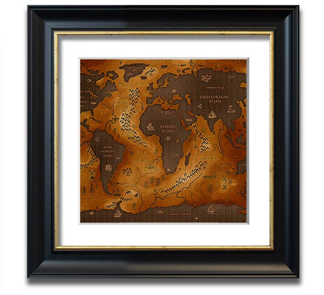 A beautifully framed Ancient World Map print showcasing historical geography, available in various frame colors.