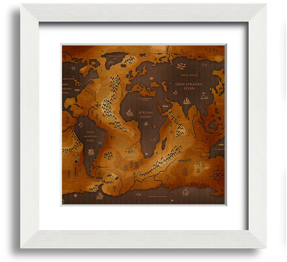 A beautifully framed Ancient World Map print showcasing historical geography, available in various frame colors.