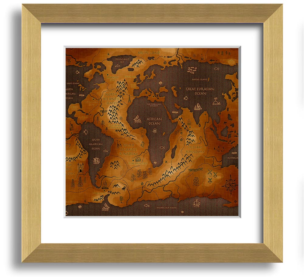 A beautifully framed Ancient World Map print showcasing historical geography, available in various frame colors.