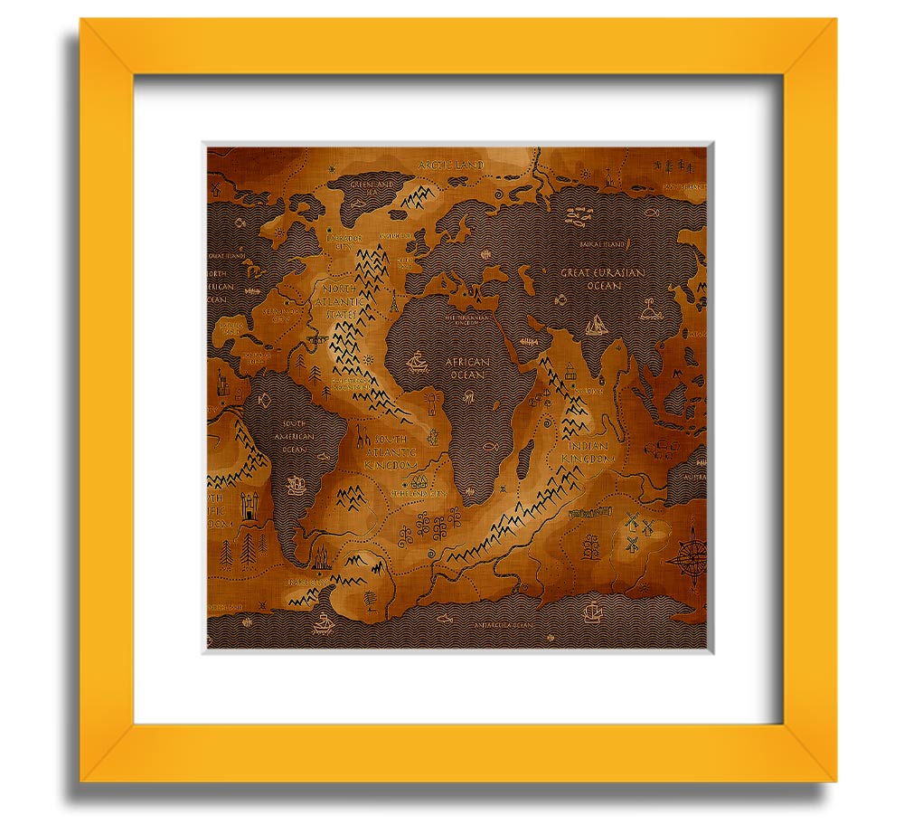 A beautifully framed Ancient World Map print showcasing historical geography, available in various frame colors.