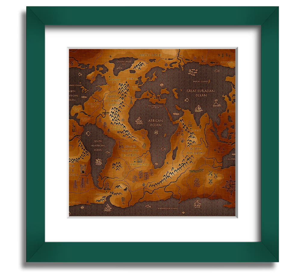 A beautifully framed Ancient World Map print showcasing historical geography, available in various frame colors.