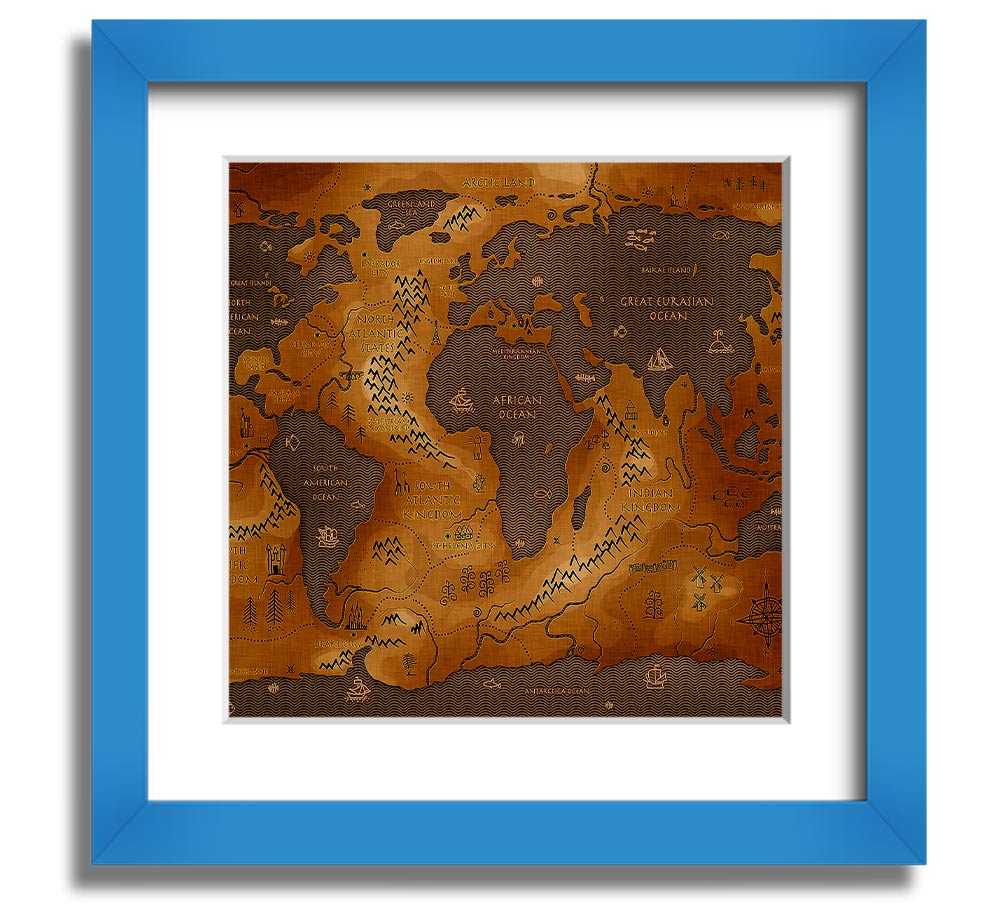 A beautifully framed Ancient World Map print showcasing historical geography, available in various frame colors.