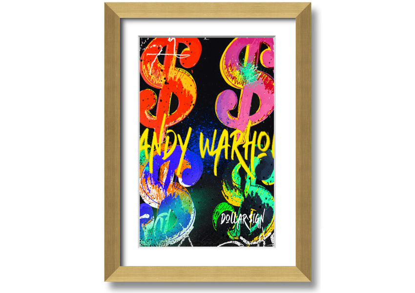 Andy Warhol Dollars art piece printed on coated polyester canvas, mounted on a 44mm box frame, ready to hang.