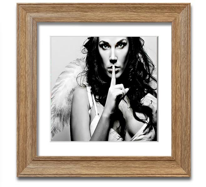 Angel Beauty Square Framed Print in various frame colors, showcasing elegant design and handmade craftsmanship.