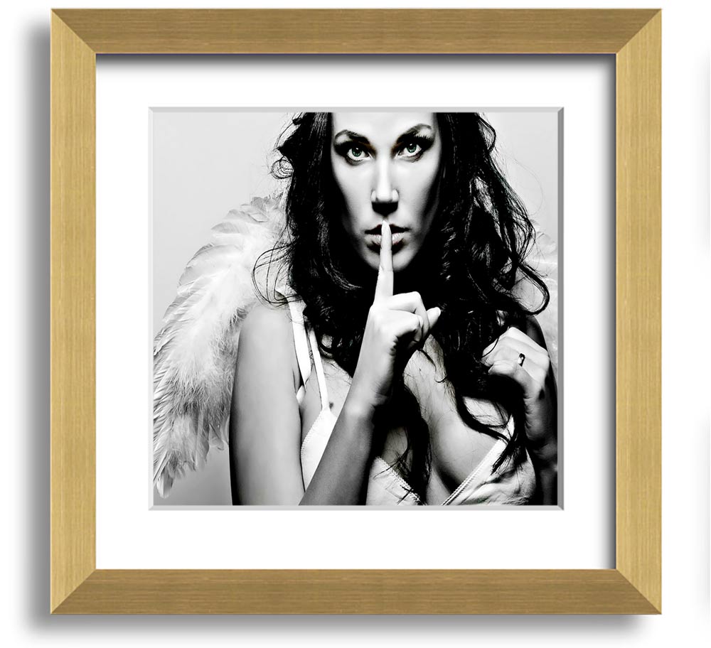 Angel Beauty Square Framed Print in various frame colors, showcasing elegant design and handmade craftsmanship.