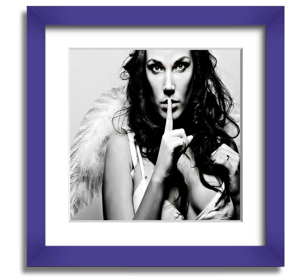 Angel Beauty Square Framed Print in various frame colors, showcasing elegant design and handmade craftsmanship.