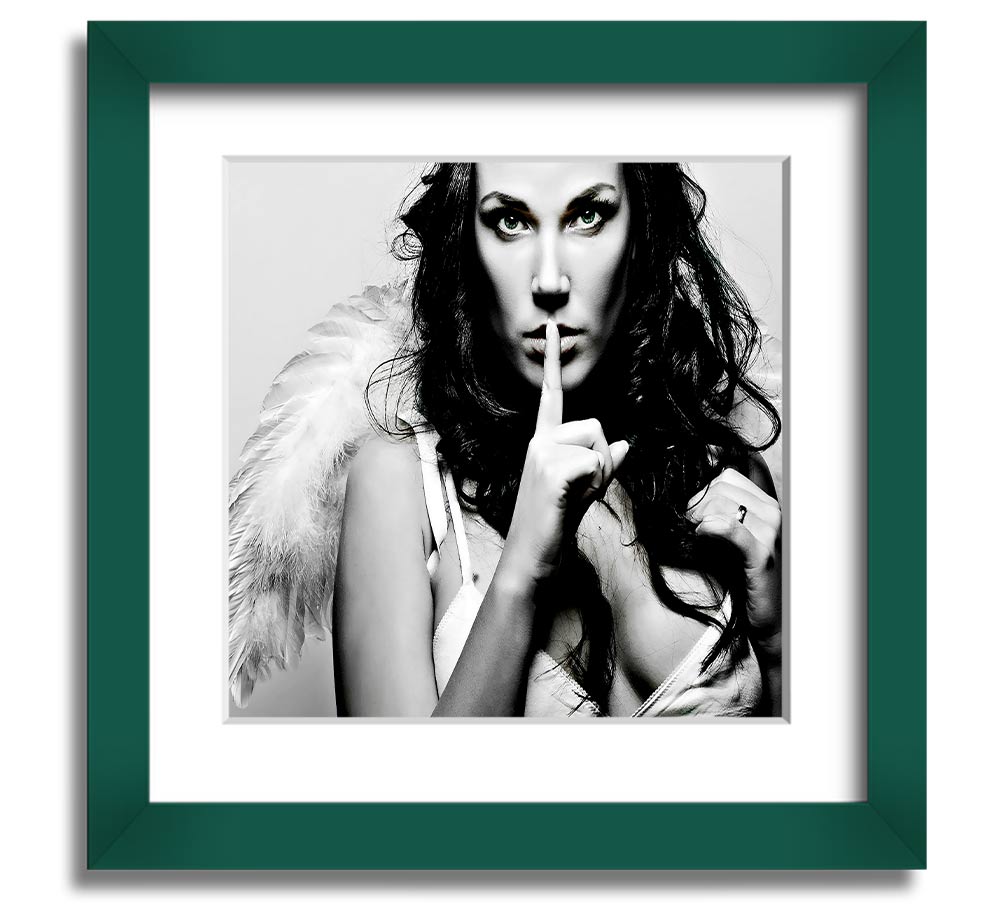 Angel Beauty Square Framed Print in various frame colors, showcasing elegant design and handmade craftsmanship.