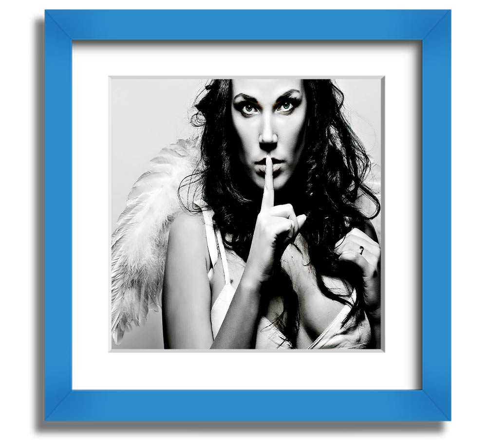 Angel Beauty Square Framed Print in various frame colors, showcasing elegant design and handmade craftsmanship.