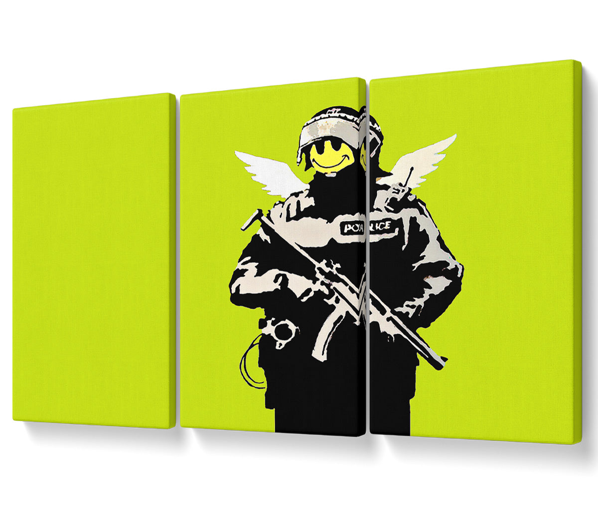 Angel Copper Lime Green canvas art mounted on a 44mm box frame, showcasing vibrant lime green colors.