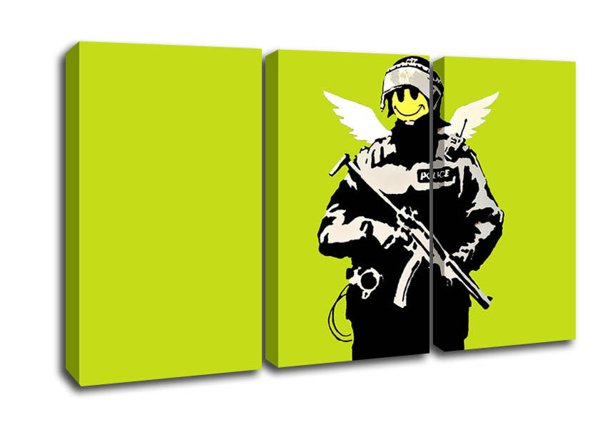 Angel Copper Lime Green canvas art mounted on a 44mm box frame, showcasing vibrant lime green colors.