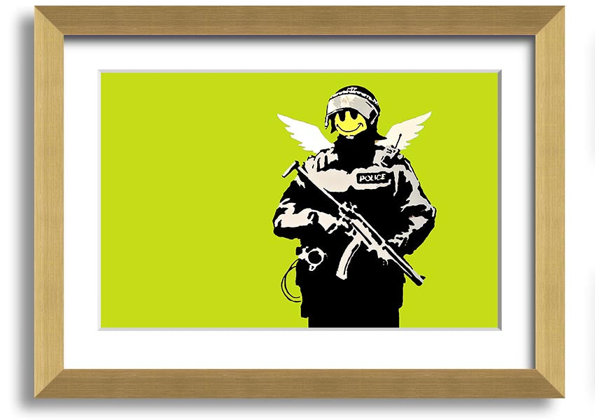 Angel Copper Lime Green framed print showcasing vibrant copper and lime green colors, elegantly framed and ready to hang.